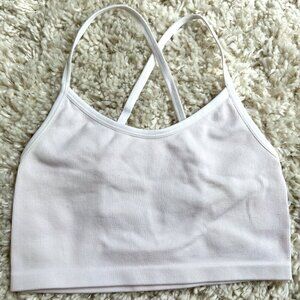 Aerie White Cross Racerback Sports Bra